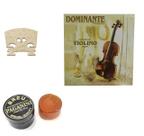 Kit violino encordoamento dominante //4 4/4 + breu paganini + cavalete