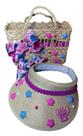 Kit Viseira E Bolsa Mais Protetor Solar Infantil Rosa Infantil