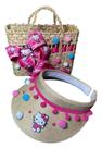 Kit Viseira E Bolsa Mais Protetor Solar Infantil Rosa Infantil