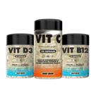 Kit Vitaminas C 120 Cáps, D3 2000UI e B12 60 Cáps - Imunidade e Energia