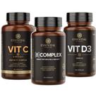 Kit Vitaminas Essenciais Vit C + Vit D + B Complex Essential