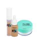 Kit Vizzela Fix HD Powder Cor 7 Base Corretivo Pó Translúcido (3 produtos)