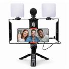 Kit Vlog para Celular com Microfone LED Duplo Tripé e Controle Bluetooth MTG3333