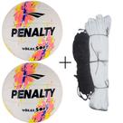 Kit Vôlei 2 Bolas Soft X com Rede Master Seda 5m Rosa e Preto Penalty