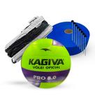 Kit Vôlei Bola Kagiva Pro 8 Rede de 9,5 Metros 50 Metros de Fita de Marcação Azul
