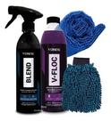 Kit vonixx luva microfibra + blend black cera liq + v-floc