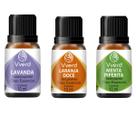 Kit Vverd 3 Óleos Essenciais para Iniciantes Lavanda, Menta Piperita e Laranja Doce