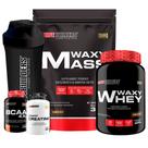 Kit Waxy Mass 3kg + Waxy Whey 900g + Power Creatina 100g + BCAA 100g + Coqueteleira - Bodybuilders