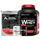 Kit Waxy Whey 2kg + Albumina 500g + BCAA 100g Tangerina + Power Creatina 100g - Bodybuilders