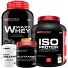 Kit Waxy Whey 2kg + Iso Protein 2kg+ Power Creatina 100g + Glutamina 100% 300g - Bodybuilders