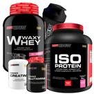 KIT Waxy Whey 2kg + Iso Protein 2kg+ Power Creatina 100g + Power Glutamina 100g + Coqueteleira - Bodybuilders