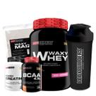 KIT - Waxy Whey 900g + Waxy Maize 800g + Power Creatina 100g + BCAA 100g + Coqueteleira - Bodybuilders