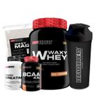 KIT - Waxy Whey 900g + Waxy Maize 800g + Power Creatina 100g + BCAA 100g + Coqueteleira - Bodybuilders