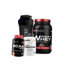 Kit Waxy Whey 900gr, Creatina 100g, Bcaa, Coqueteleira