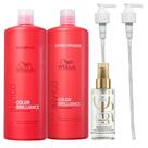 Kit Wella Professionals Invigo Color Brilliance Shampoo 1000ml + Condicionador 1000ml + Oil Reflections Light 100ml + Válvulas Pump