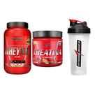 Kit Whey 100% 900g + Creatina Morango + Coqueteleira 600ml IM