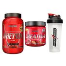 Kit Whey 100% 900g + Creatina Morango + Coqueteleira 600ml IM
