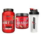 Kit Whey 100% 900g + Creatina Morango + Coqueteleira 600ml IM