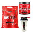 Kit Whey 100% Pouch 900g Creatina 300g Coqueteleira 600ml