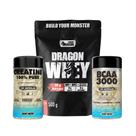 Kit Whey 500g Creatina Pura 120 Cápsulas BCAA Alta Concentração PósTreino