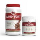 Kit Whey Fort 3W 900g Chocolate + Creatine Monohidratada 300g Zero Açúcar Vitafor