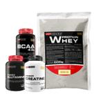KIT Whey Protein 500g + Power Creatina 100g + POWER Glutamina 100g + BCAA 4.5g 100g - Bodybuilders
