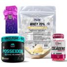 Kit Whey Protein Creme de Baunilha + Colágeno 120 Cápsulas Vitamax + Pré Treino Posseidon