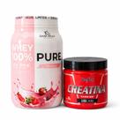 Kit Whey Protein Dark Wolf 900g Chocolate Morango Creatina Monohidratada Integralmedica 300g