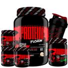 Kit Whey Protein Fusion + BCAA + Creatina + Glutamina + Pré Treino Limão + Shaker