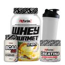 Kit Whey Protein Gourmet + Creatina 300g + BCAA 100 cáps + Coqueteleira - FN Forbis Nutrition Kit Whey Protein Gourmet + Creatina 300g + BCAA 100 cáps + Coqueteleira - FN Forbis Nutrition
