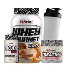 Kit Whey Protein Gourmet + Creatina 300g + BCAA 100 cáps + Coqueteleira - FN Forbis Nutrition Kit Whey Protein Gourmet + Creatina 300g + BCAA 100 cáps + Coqueteleira - FN Forbis Nutrition