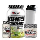 Kit Whey Protein Gourmet + Creatina 300g + BCAA 100 cáps + Coqueteleira - FN Forbis Nutrition