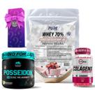 Kit Whey Protein Iogurte C/Frutas + Colágeno 120 Cápsulas Vitamax + Pré Treino Posseidon