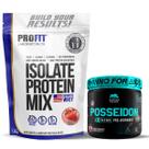 Kit Whey Protein Mix 1,8Kg Profit Morango + Pré Treino Posseidon Cereja