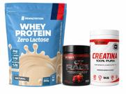 Kit Whey Protein Zero Lactose 900g Creatina 1kg Pré Treino Kit Whey Protein Zero Lactose 900g Creatina 1kg Pré Treino