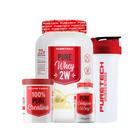 Kit Whey Pure 2W 900g + Colágeno 120Caps + Creatina 100% Pura 300g + Coqueteleira PURETECH