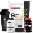 Kit Whey Six Isolate Gold 2kg + Creatina 100g + BCAA 100g Tangerina + Coqueteleira - Bodybuilders