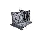 Kit Xale Para Sofá Com Franja Grécia 5 Peças 1,35m X 1,35m 60% Algodão 40% Poliéster Tecido Jacquard Preto