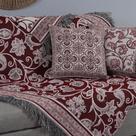 Kit Xale para Sofá Grécia 5 Peças 1,35m x 1,35m Jacquard com Franja Acompanha Almofadas Cheias