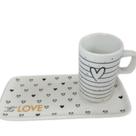 Kit Xicara de Cafe 80ml Com Pires Retangular Porcelana
