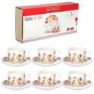 Kit Xícara de Porcelana para Café Le Jardin Com Pires - 6 Unidades - 90ml - Hauskraft