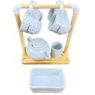 kit xicaras café 8 pçs porcelana poá colorido com suporte