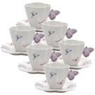 Kit Xícaras de Chá Borboletas (6 Peças - 200 ml) Branca