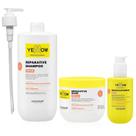 Kit Yellow Repair Tratamento Reparador - Shampoo 1L + Máscara 500ml + Sérum Capilar 150ml + Válvula Pump
