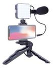 Kit Youtuber 5 Em 1 Tripé Estabilizador De Mão Microfone Cel