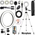 Kit Youtuber Gravação de Vídeo Profissional + Tripé Para Celular Universal Iluminador Ring Light Led Branco Frio Quente