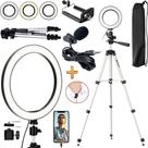 Kit Youtuber Gravação Vídeo Acessórios Para Youtuber Vlog Iluminador Led Ring Light + Microfone Lapela Celular Universal