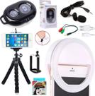 Kit Youtuber Profissional Tripé Para Celular + Microfone Lapela Iluminação Led Clip Anel Ring Light + Controle Bluetooth