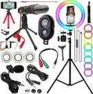 Kit Youtuber Suporte Celular Tripé Luz Led Iluminação Ring Light Rgb Colorida + Microfone Profissional Gravação de Vídeo