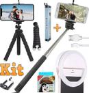 Kit Youtuber Tripé Celular Luz Iluminador Ring Light + Pau Selfie Bastão Monopod P2 Universal Foto Vídeo